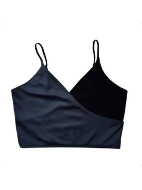 Victoria Sport Ribbed Crossover Bralette Crop Top Black Size Large